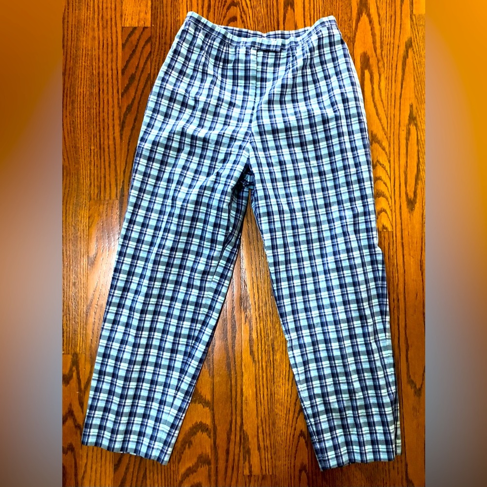 TALBOTS Blue Check Cotton Capris  Pet 4